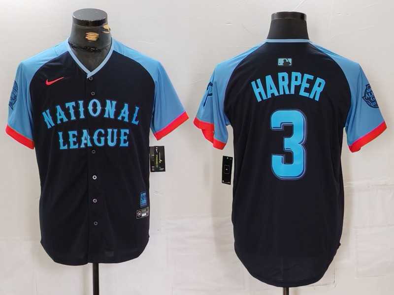 Mens Philadelphia Phillies #3 Bryce Harper Navy 2024 All Star Limited Stitched Jersey->2024 mlb all-star->MLB Jersey